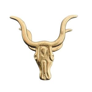 Vintage Solid Brass Longhorn Boot Clip Western Cowboy Boot Pull Decor Texas
